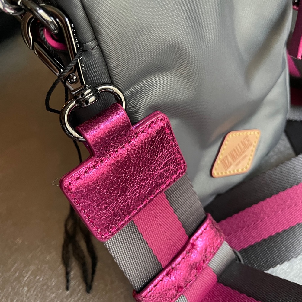 MZW Bowery Crossbody Mini in Ash! Grey & Pink, adjustable removable strap,NWOT. - Picture 2 of 14